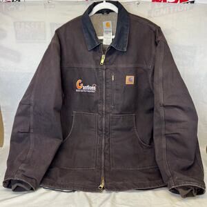Carhartt C61 DKB Brown Canvas Sherpa Lined Jacket XL Tall